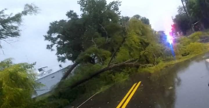 Postes y árboles caídos tras fuerte tormenta en la Ciudad de Esquina