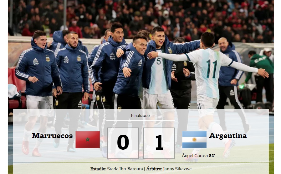 Argentina le ganó 1 a 0 a Marruecos con un gol de Correa sobre el final