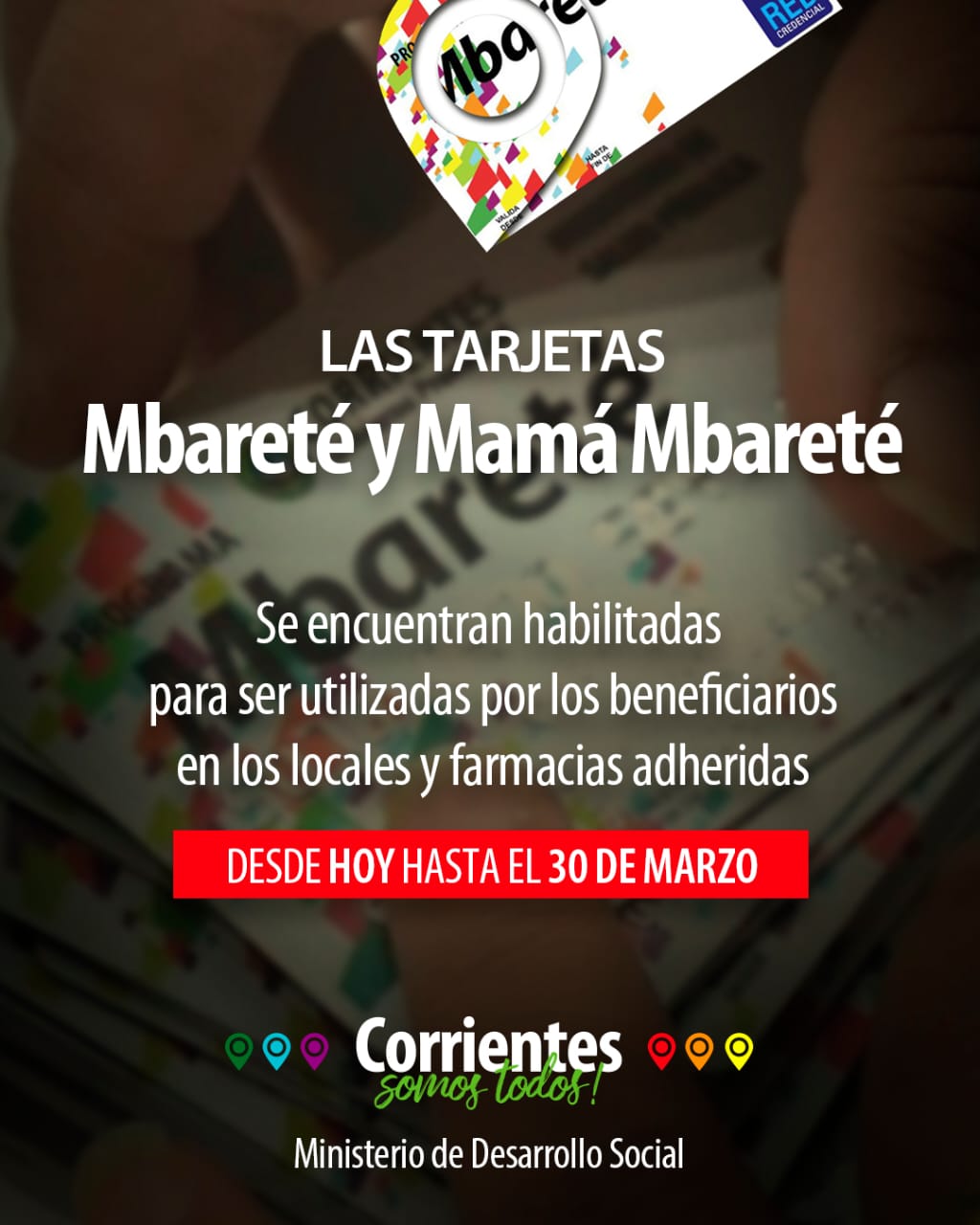 Se encuentran habilitadas las tarjetas Mbareté y Mamá Mbareté