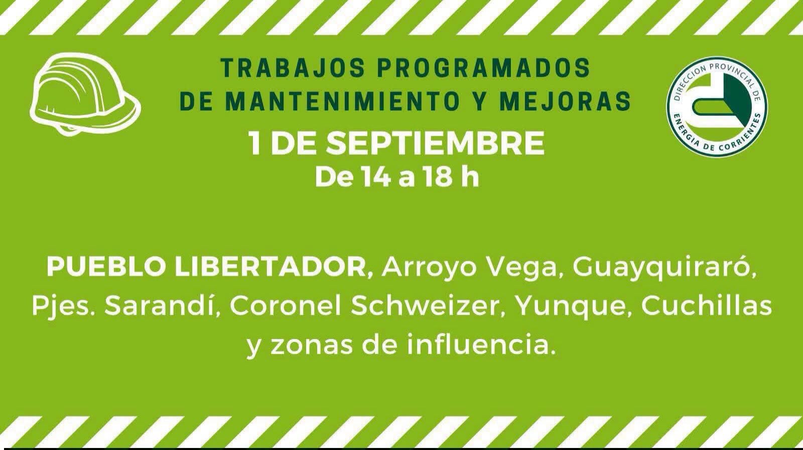ESTE MARTES La DPEC realizará trabajos de mejoras en el interior de la provincia