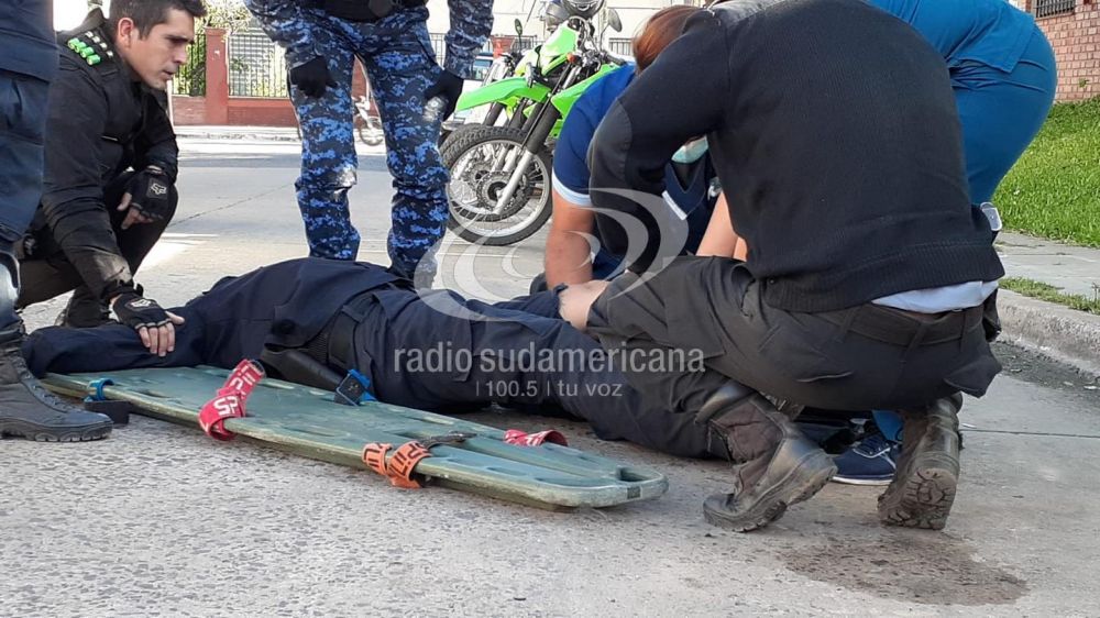 Policía terminó con graves heridas al chocar contra un perro