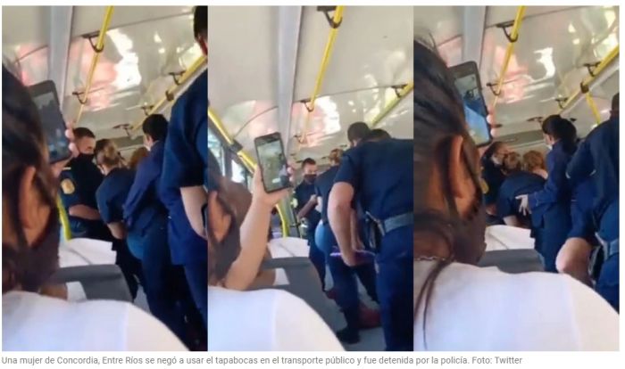 VIDEO: Se negó a usar el tapabocas en un colectivo y fue detenida