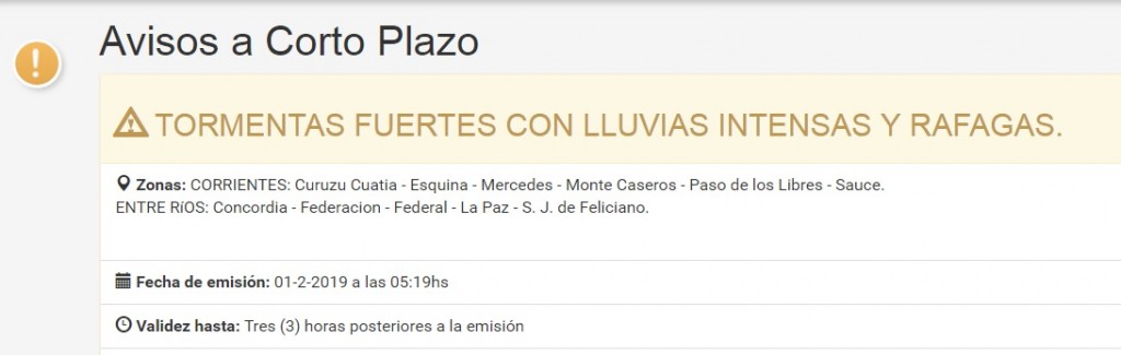 Alerta por tormentas y ráfagas fuertes para Esquina y cinco localidades correntinas más