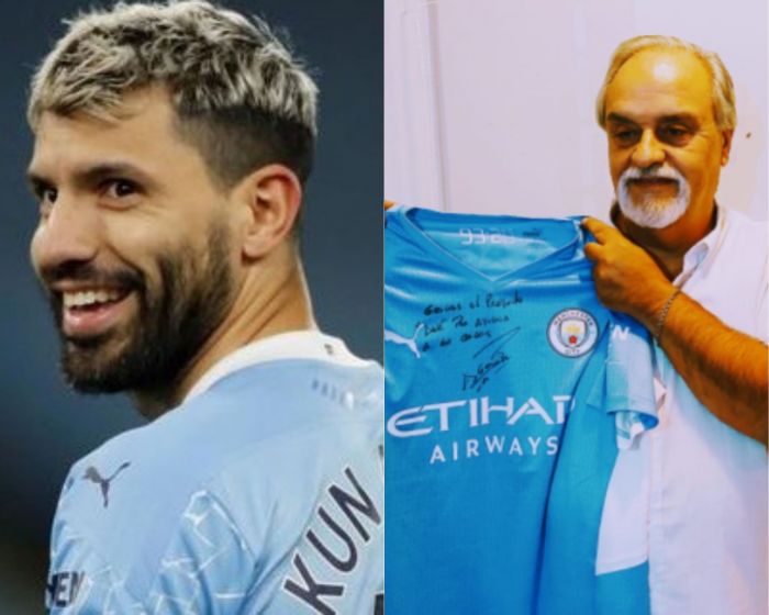 Libertador: Sergio Agüero donó una camiseta suya y útiles a una escuela