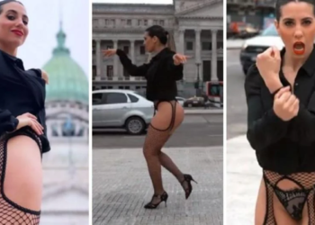 Cinthia Fernández cerró su campaña frente al Congreso, en portaligas negro