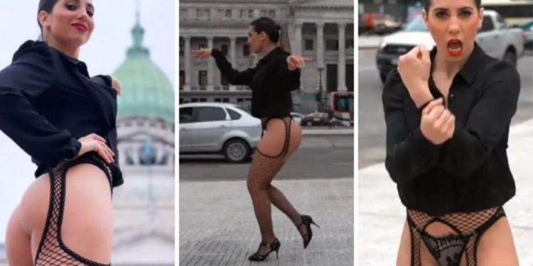Cinthia Fernández cerró su campaña frente al Congreso, en portaligas negro