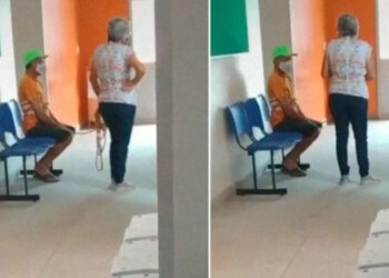 Una mujer ató con cuerda a su esposo para que lo vacunen contra el COVID-19
