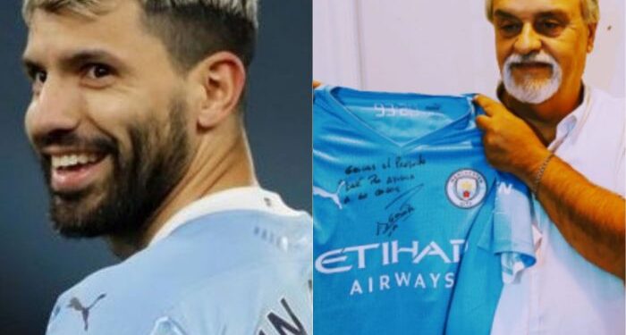 Libertador: Sergio Agüero donó una camiseta suya y útiles a una escuela