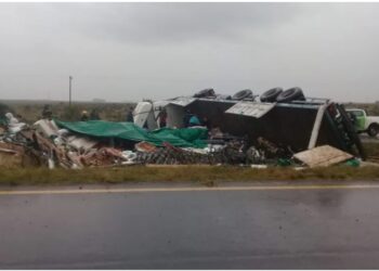 Ruta Nacional 14: volcó un camión y mantuvo cortado el tránsito