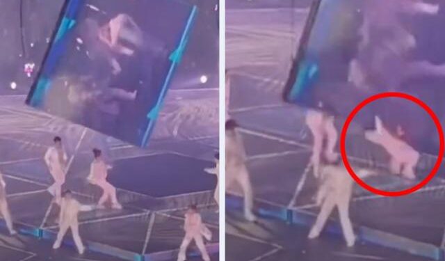 China: Una pantalla gigante cayó en pleno show y aplastó a tres bailarines