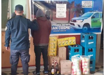 San Cosme: Robó cajones de cerveza y cajas de vino y terminó preso