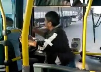Mujer enfurecida se subió a un colectivo y le dio una paliza al chofer