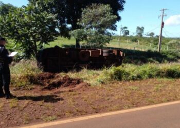 Un camión con carga de madera fue robado en Corrientes y terminó volcado en Misiones