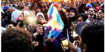 Polémica en Francia: quemaron una bandera de Argentina y usaron una camiseta de Messi como alfombra
