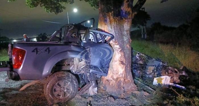 Camioneta despistó y chocó contra un árbol: murió el acompañante