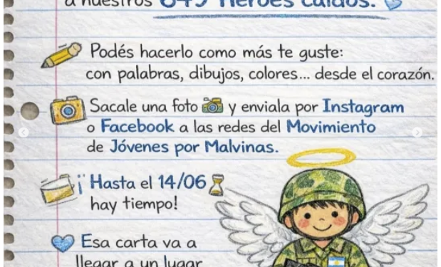 Convocan a jóvenes a escribir cartas para los caídos en Malvinas
